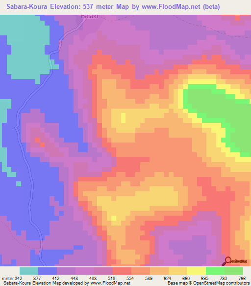 Sabara-Koura,Guinea Elevation Map