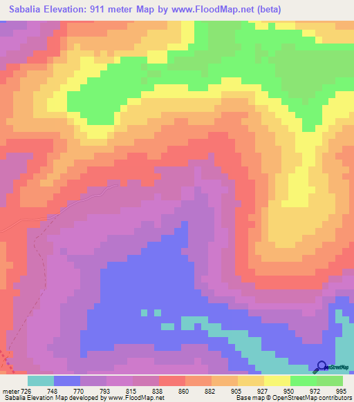 Sabalia,Guinea Elevation Map