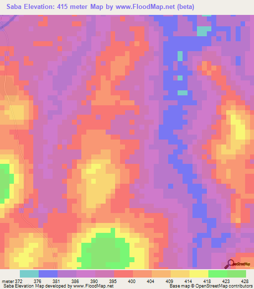 Saba,Guinea Elevation Map