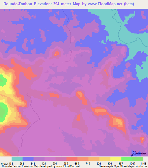 Rounde-Tanbou,Guinea Elevation Map