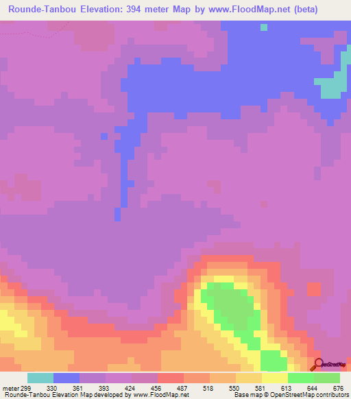 Rounde-Tanbou,Guinea Elevation Map