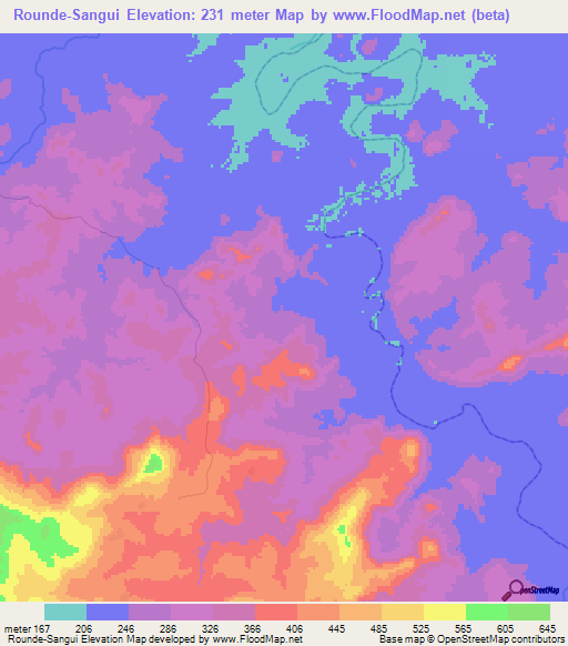 Rounde-Sangui,Guinea Elevation Map