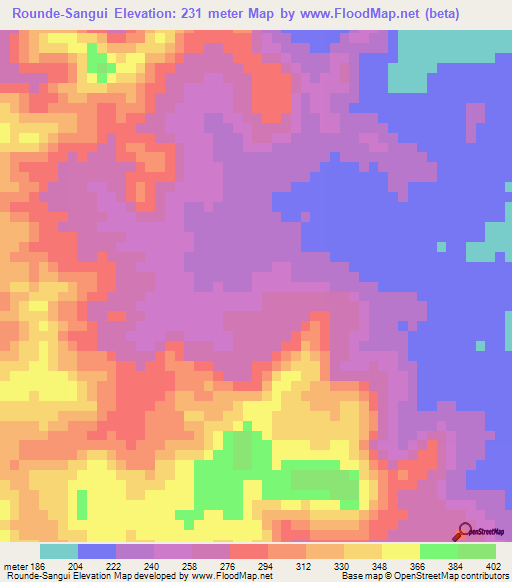 Rounde-Sangui,Guinea Elevation Map