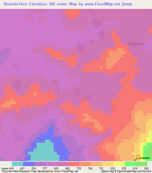 Rounde-Here,Guinea Elevation Map