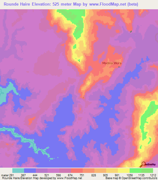 Rounde Haire,Guinea Elevation Map