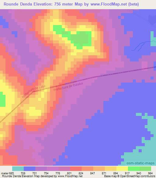 Rounde Denda,Guinea Elevation Map