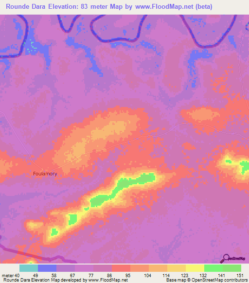 Rounde Dara,Guinea Elevation Map