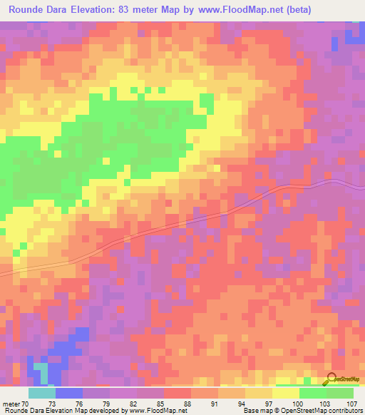 Rounde Dara,Guinea Elevation Map