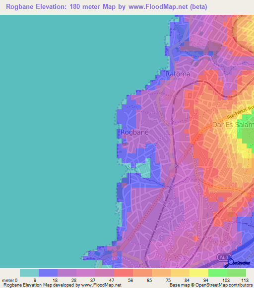 Rogbane,Guinea Elevation Map