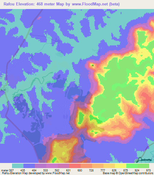 Rafou,Guinea Elevation Map