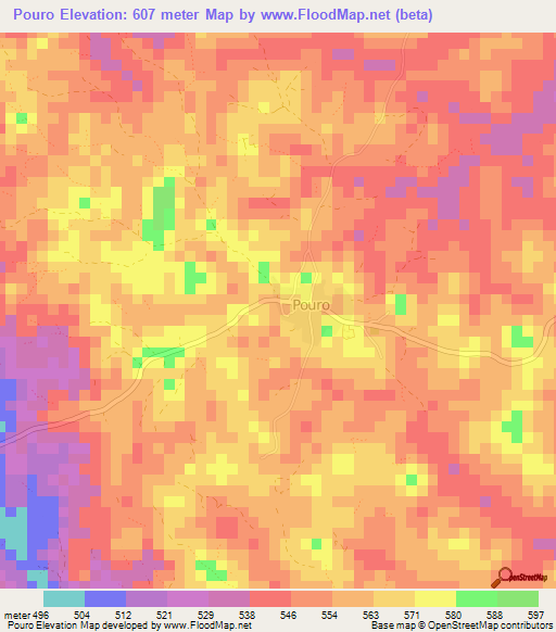 Pouro,Guinea Elevation Map