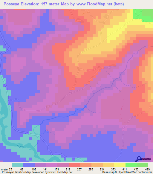 Posseya,Guinea Elevation Map