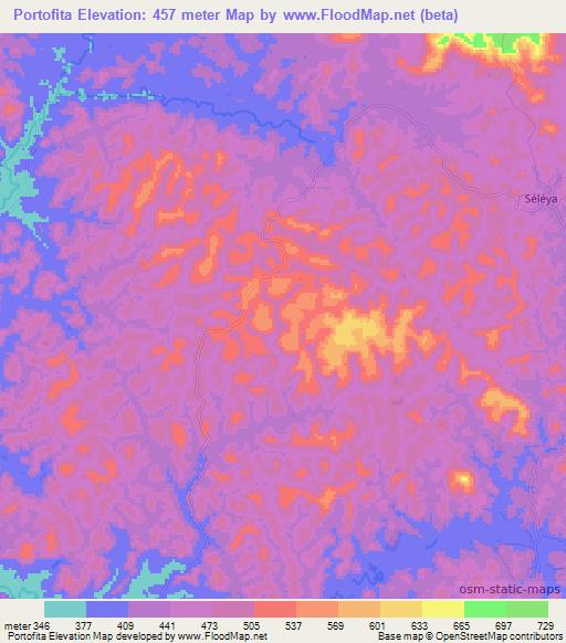 Portofita,Guinea Elevation Map