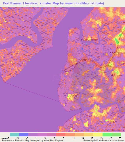 Port-Kamsar,Guinea Elevation Map