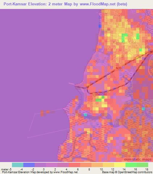 Port-Kamsar,Guinea Elevation Map