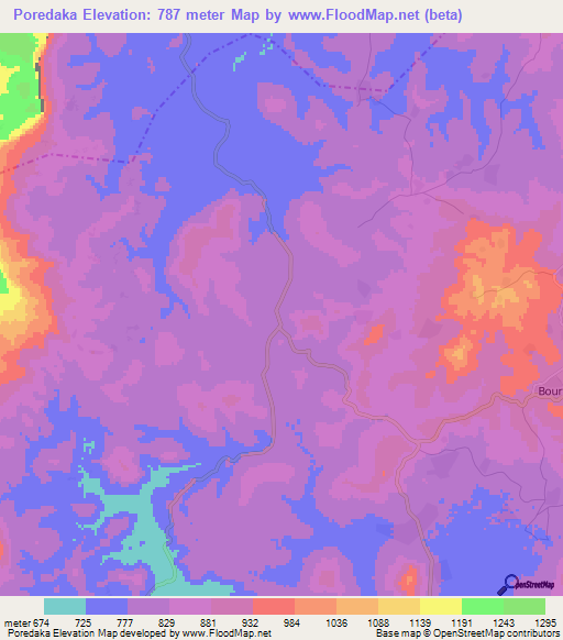 Poredaka,Guinea Elevation Map