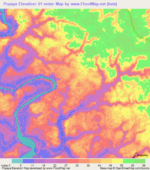 Popaya,Guinea Elevation Map