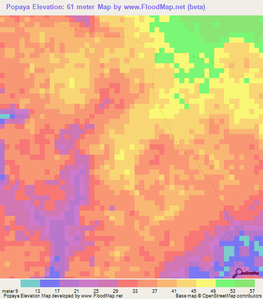 Popaya,Guinea Elevation Map