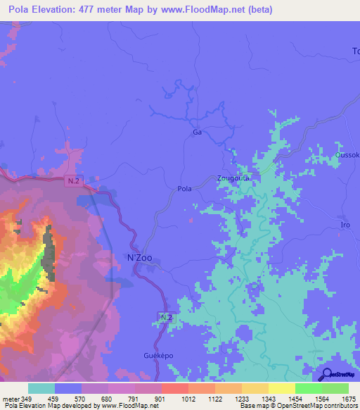 Pola,Guinea Elevation Map