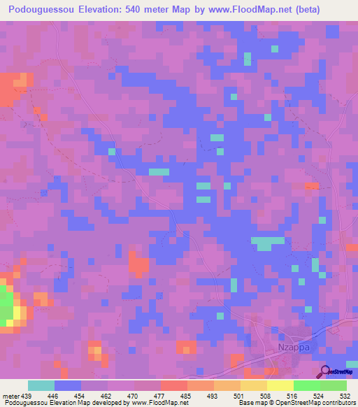 Podouguessou,Guinea Elevation Map