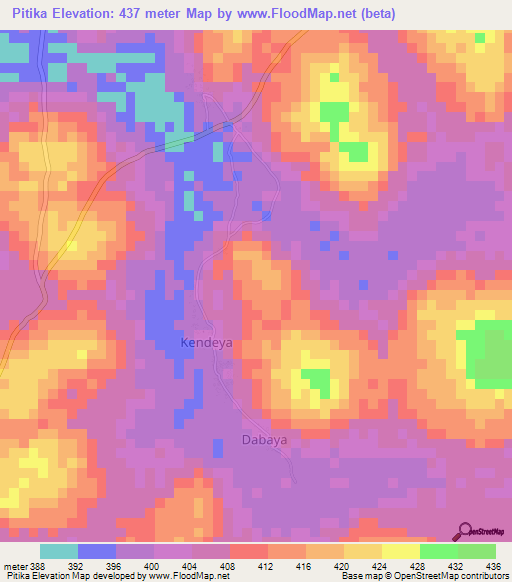 Pitika,Guinea Elevation Map