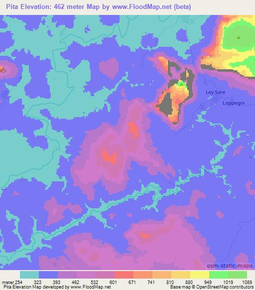 Pita,Guinea Elevation Map