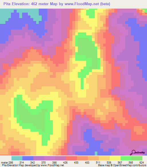 Pita,Guinea Elevation Map