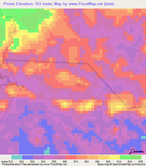 Pineta,Guinea Elevation Map