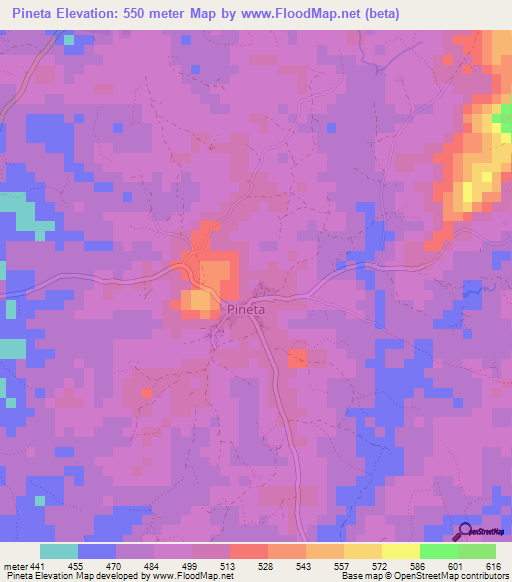 Pineta,Guinea Elevation Map