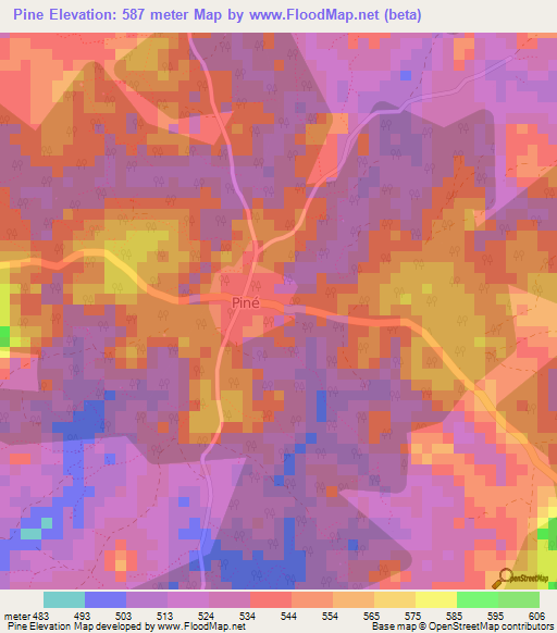 Pine,Guinea Elevation Map