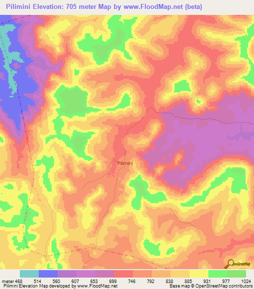 Pilimini,Guinea Elevation Map