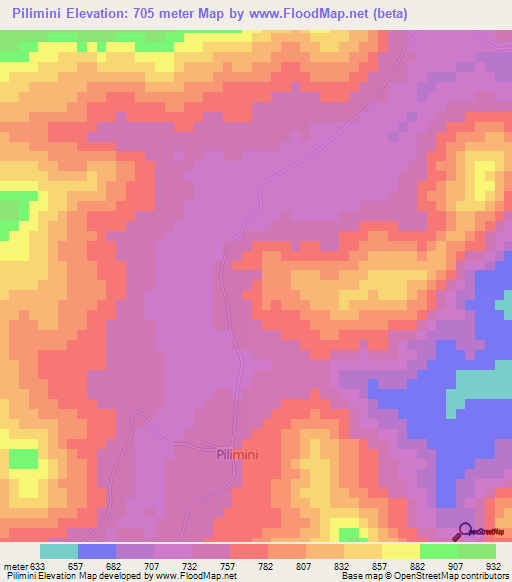 Pilimini,Guinea Elevation Map