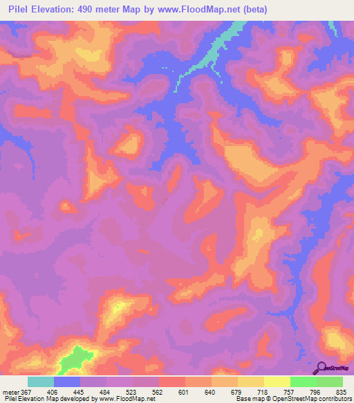 Pilel,Guinea Elevation Map