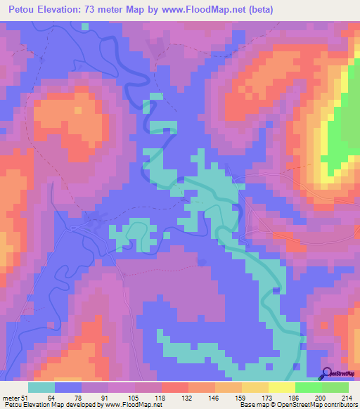 Petou,Guinea Elevation Map