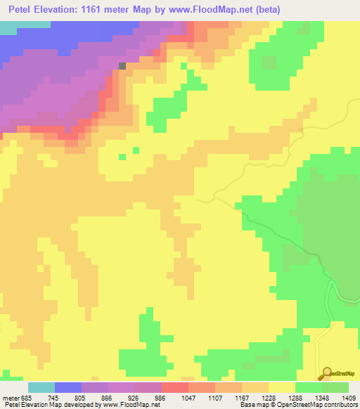 Petel,Guinea Elevation Map