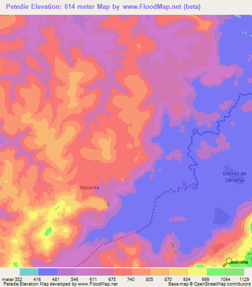 Petedie,Guinea Elevation Map