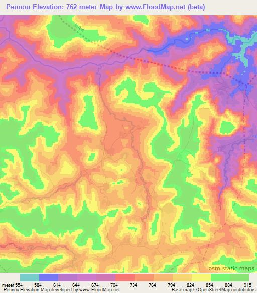 Pennou,Guinea Elevation Map