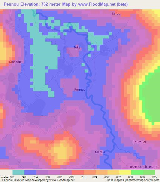 Pennou,Guinea Elevation Map