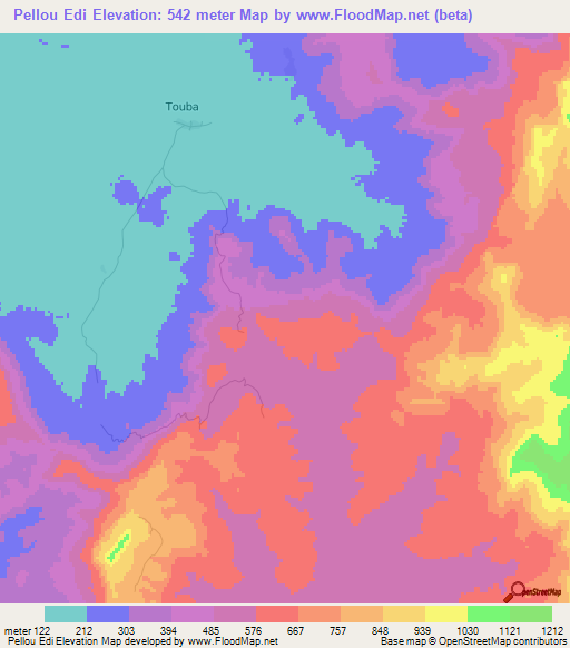 Pellou Edi,Guinea Elevation Map