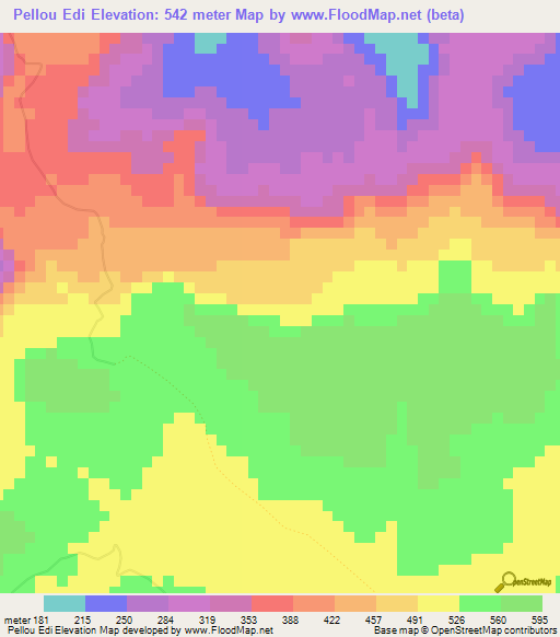 Pellou Edi,Guinea Elevation Map