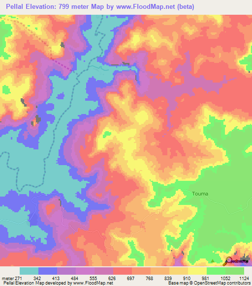 Pellal,Guinea Elevation Map