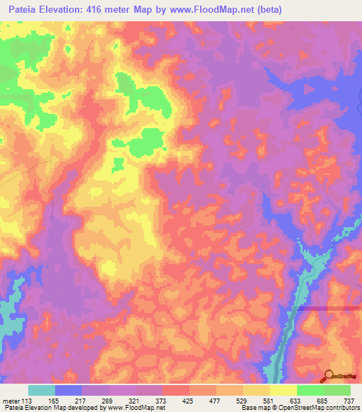 Pateia,Guinea Elevation Map