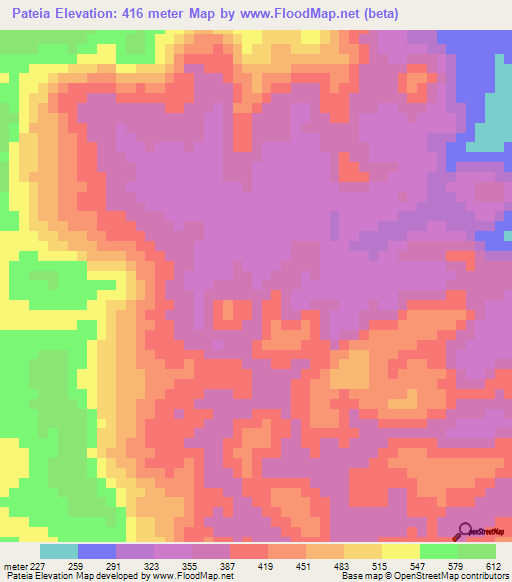 Pateia,Guinea Elevation Map