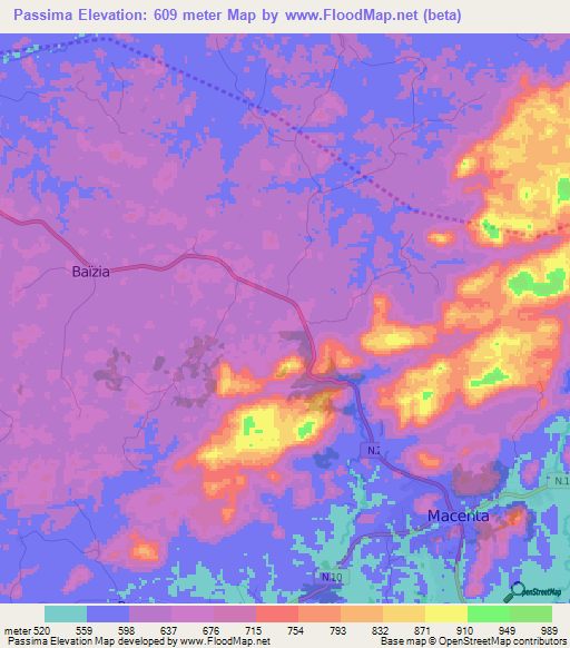 Passima,Guinea Elevation Map