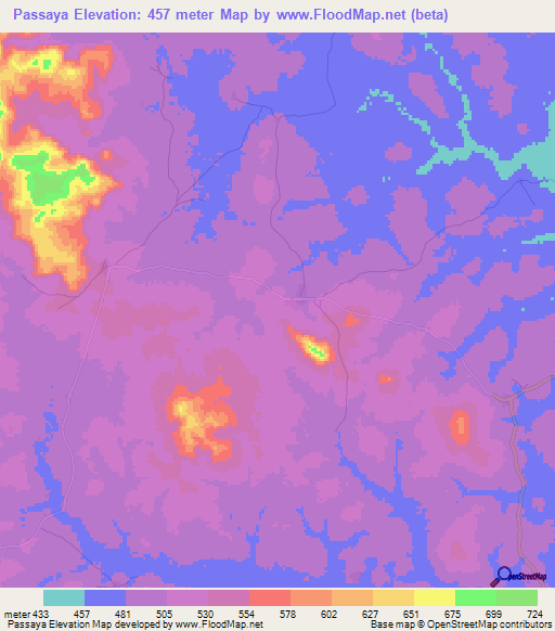 Passaya,Guinea Elevation Map