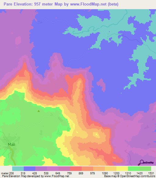 Pare,Guinea Elevation Map