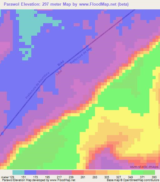 Parawol,Guinea Elevation Map