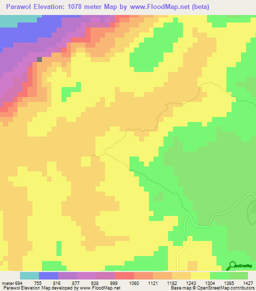 Parawol,Guinea Elevation Map