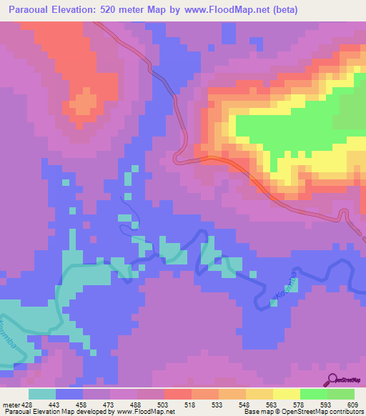 Paraoual,Guinea Elevation Map