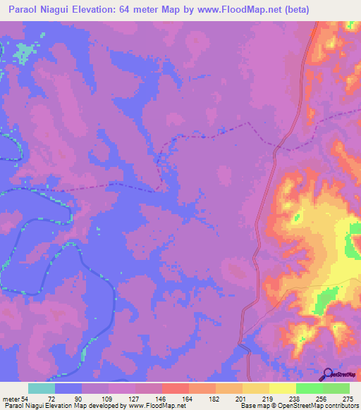 Paraol Niagui,Guinea Elevation Map